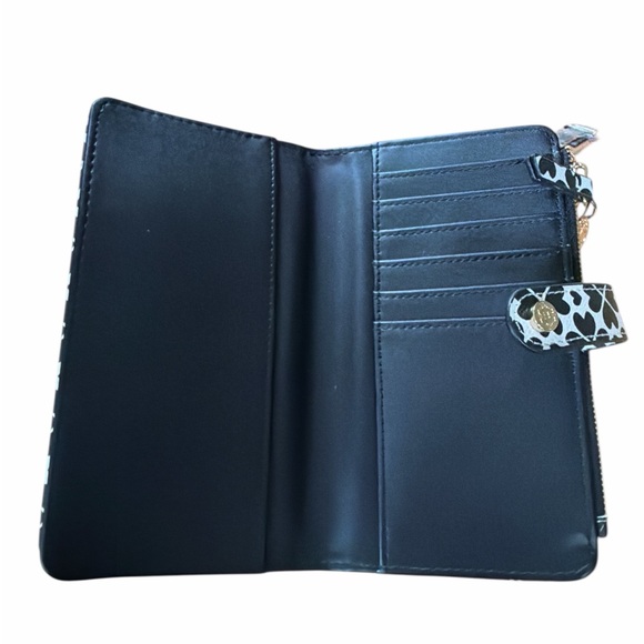 NANETTE LEPORE Fiona Logo Heart Geo Baguette Black Bag w/ Card Wallet Set - Picture 13 of 15